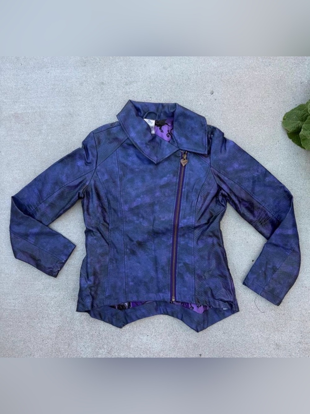 Disney Descendants Mal’s Purple & Black Moto Jacket Youth Size 9/10